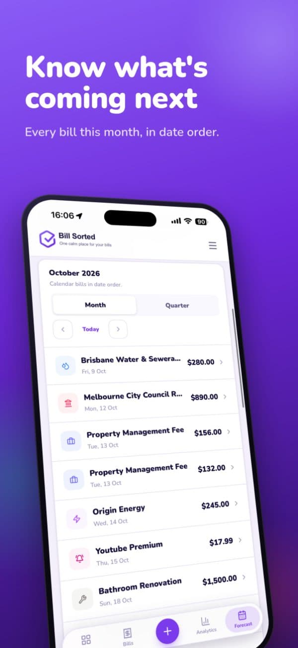 Know what’s coming next: every bill this month in date order