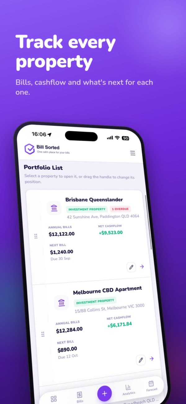 Track every property’s bills and cashflow